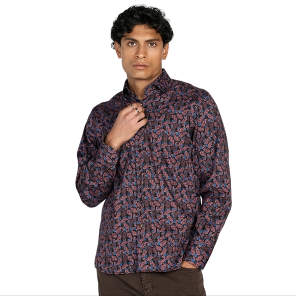 Luchiano Visconti Black Men's Paisley Button Down Shirt - Picture 1 of 7